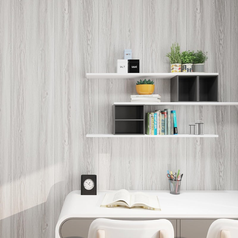 auxua Wood Grain Peel and Stick Floor Tiles - 11.8    Width, Full Roll Length of 394"" - Versatile Design for Any Space, Light Color Self Adhesive Vinyl Flooring, Waterproof and Non-Slip Features - Image 2